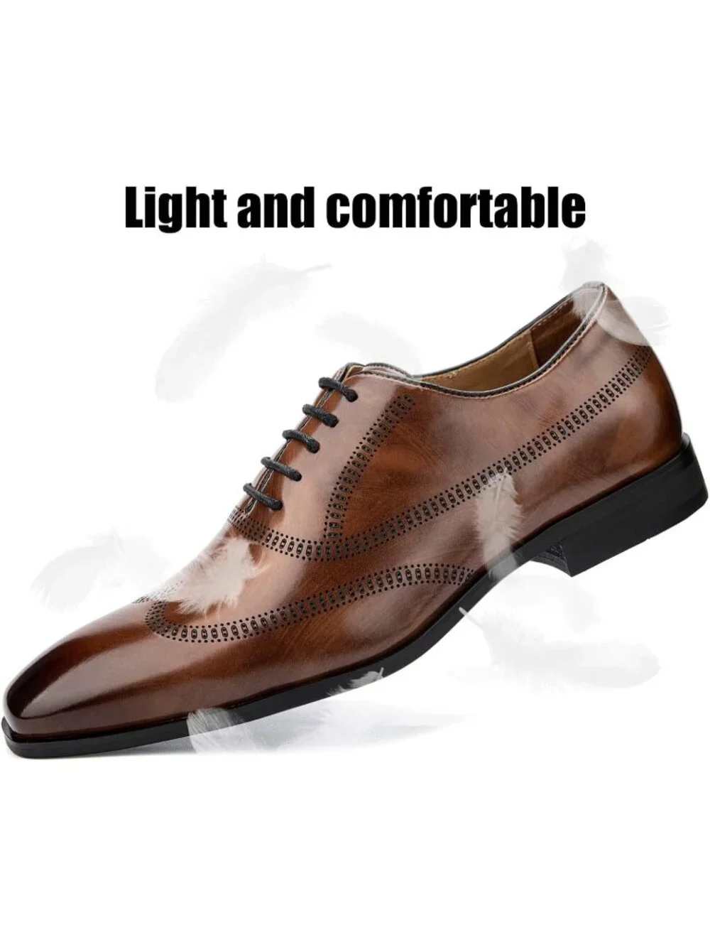 Men's Brown  Leather Lace Up Formal Casual Fashion Oxford Business Dress Shoes